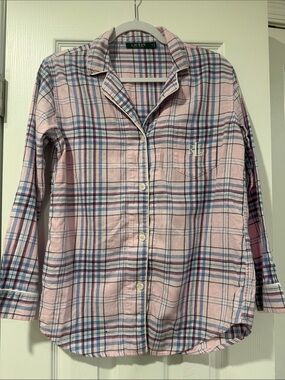 Lauren Ralph Lauren Pink Plaid Cotton Button-up sleepwear